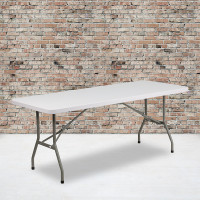 Flash Furniture 30''W X 72''L Granite White Plastic Folding Table DAD-YCZ-183B-GW-GG